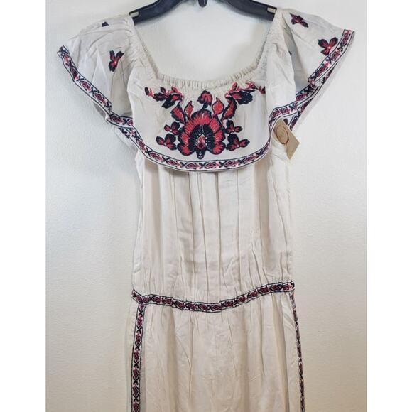 Anthropologie Raga Jumpsuit Womens X-Small Embroidered Boho Cottagecore NWT - Picture 3 of 9